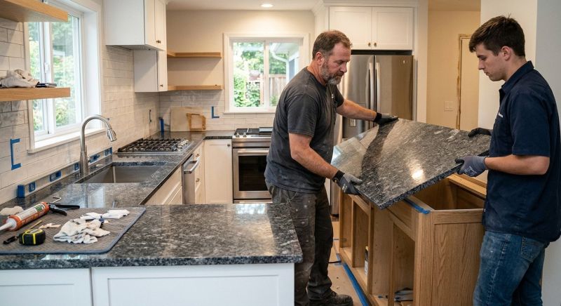 Granite Slab Installation in Sonoma County, CA